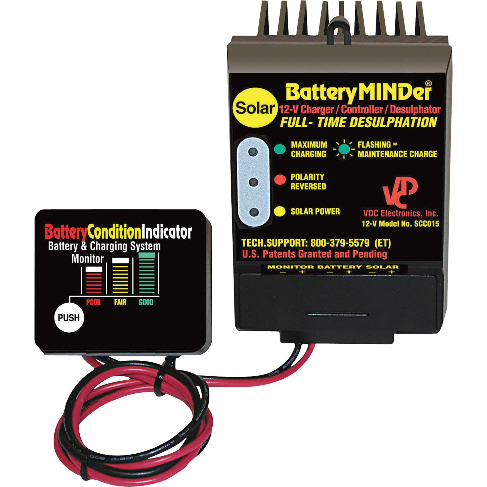BatteryMINDer Solar Battery Charger/Trickle Charger/Desulfator — 12 Volt, 15 Amp, Up to 180 Watt, Model# SCC180